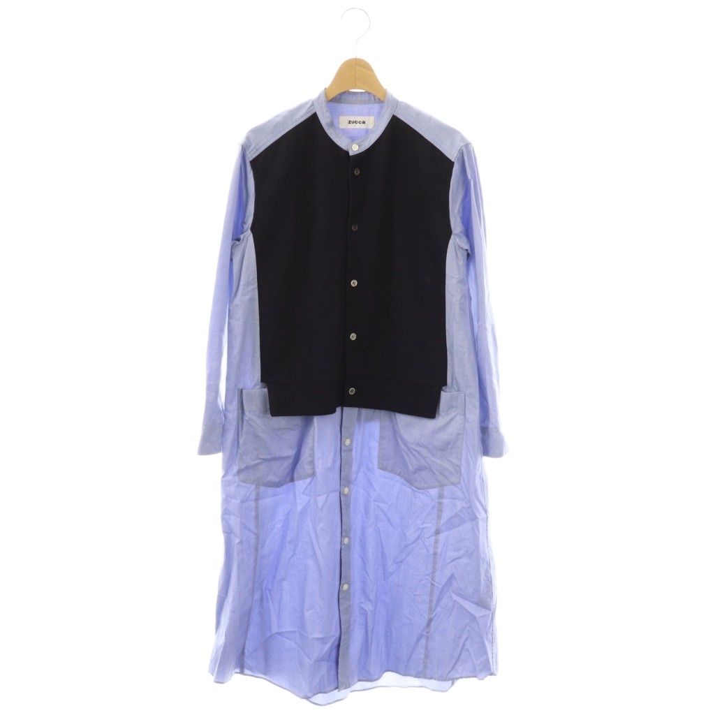 ✳︎稀少美品✳︎ズッカ ZUCCa シャツドッキングワンピースM ズッカ zucca シャツドッキングワンピース M ブルー ダークネイビー