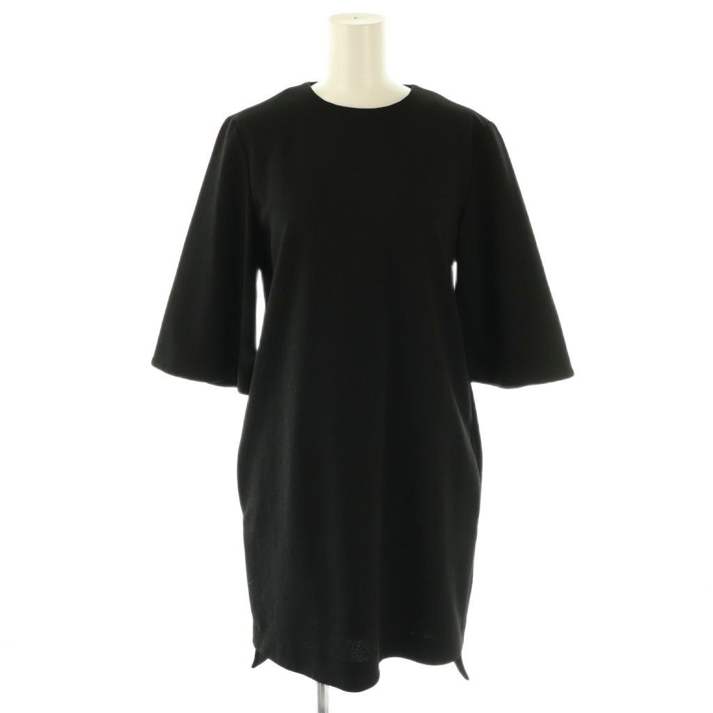 ヨーコチャン YOKO CHAN サックワンピース ひざ丈 七分袖 38 ブラック