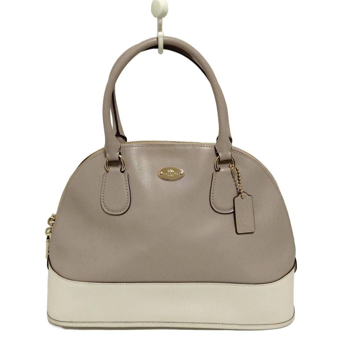 COACH コーチ ハンドバッグ コーラ ドーム サッチェル F 34491 ピンクベージュ×白 レザー