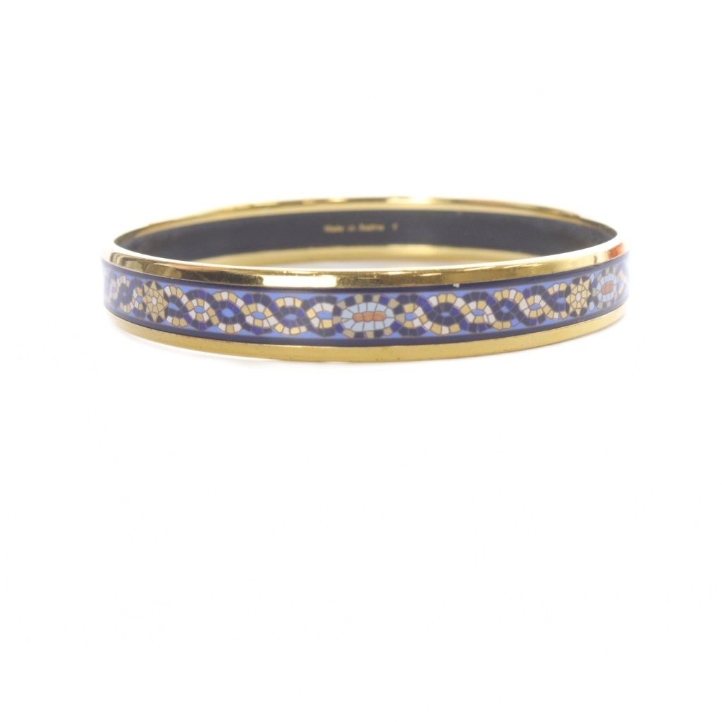 エルメス HERMES エマイユPM Y刻印 バングル 青 ブルー ゴールド色