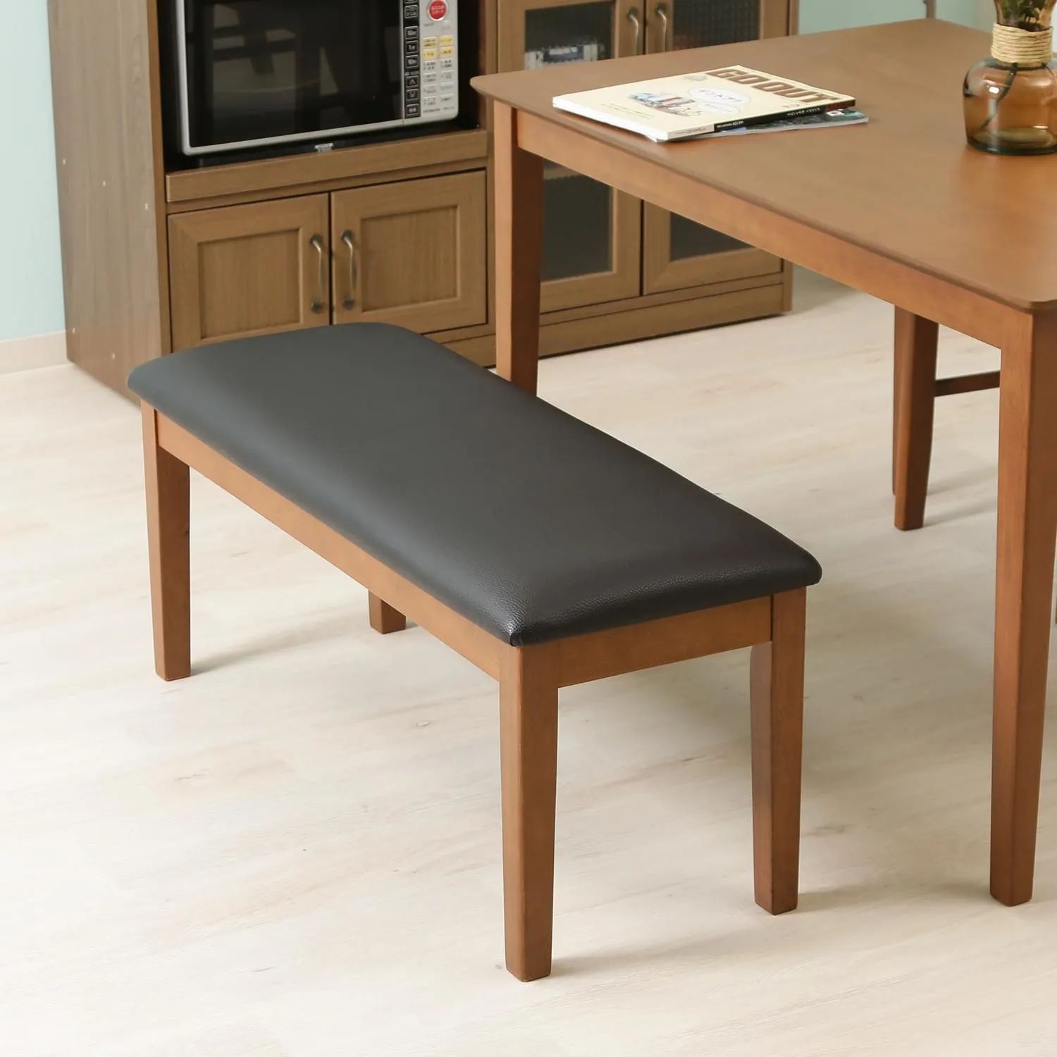 ♪天然木フレーム レザー調 ダイニングベンチ ［幅100cm］ ダイニング