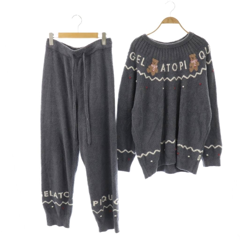 ジェラートピケ gelato pique 24 AW HOLIDAY ノルディック プルオーバー ロングパンツ ルームウェア ナイトウェア F ネイビー DF OS