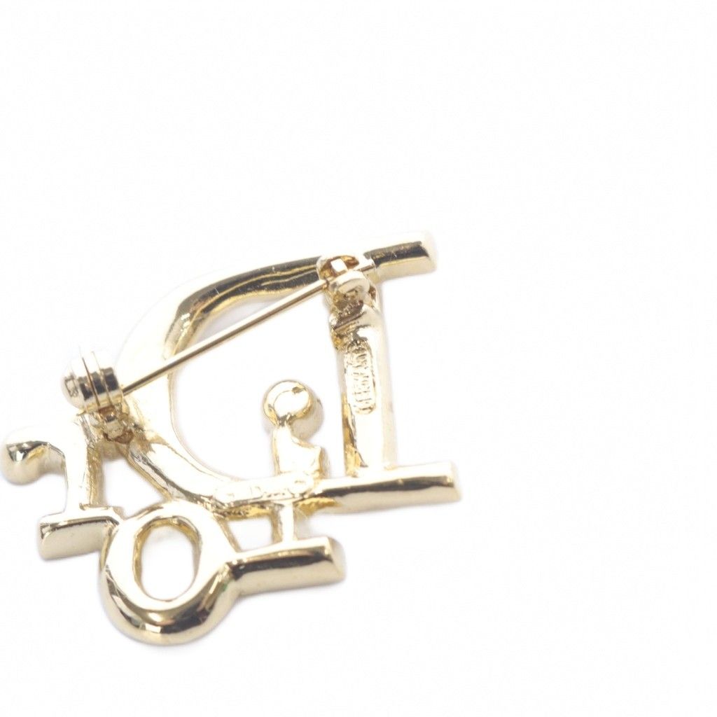 クリスチャンディオール Christian Dior ラインストーン ブローチ ロゴ