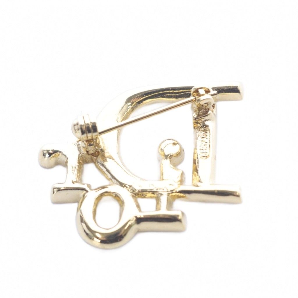 クリスチャンディオール Christian Dior ラインストーン ブローチ ロゴ