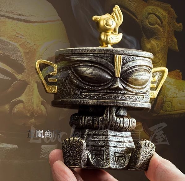 〈新品　未使用〉香炉 新品・未使用】香炉 三星堆 銅人 置物 鑑賞 セラミック製 工芸品 美術
