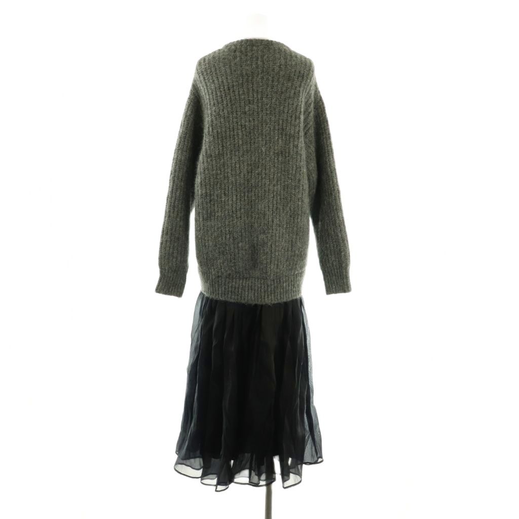 エレンディーク 25 AW BRUSHED YARN KNIT DOCKING OP ワンピース ニット サテン 1 グレー ブラック CX OS