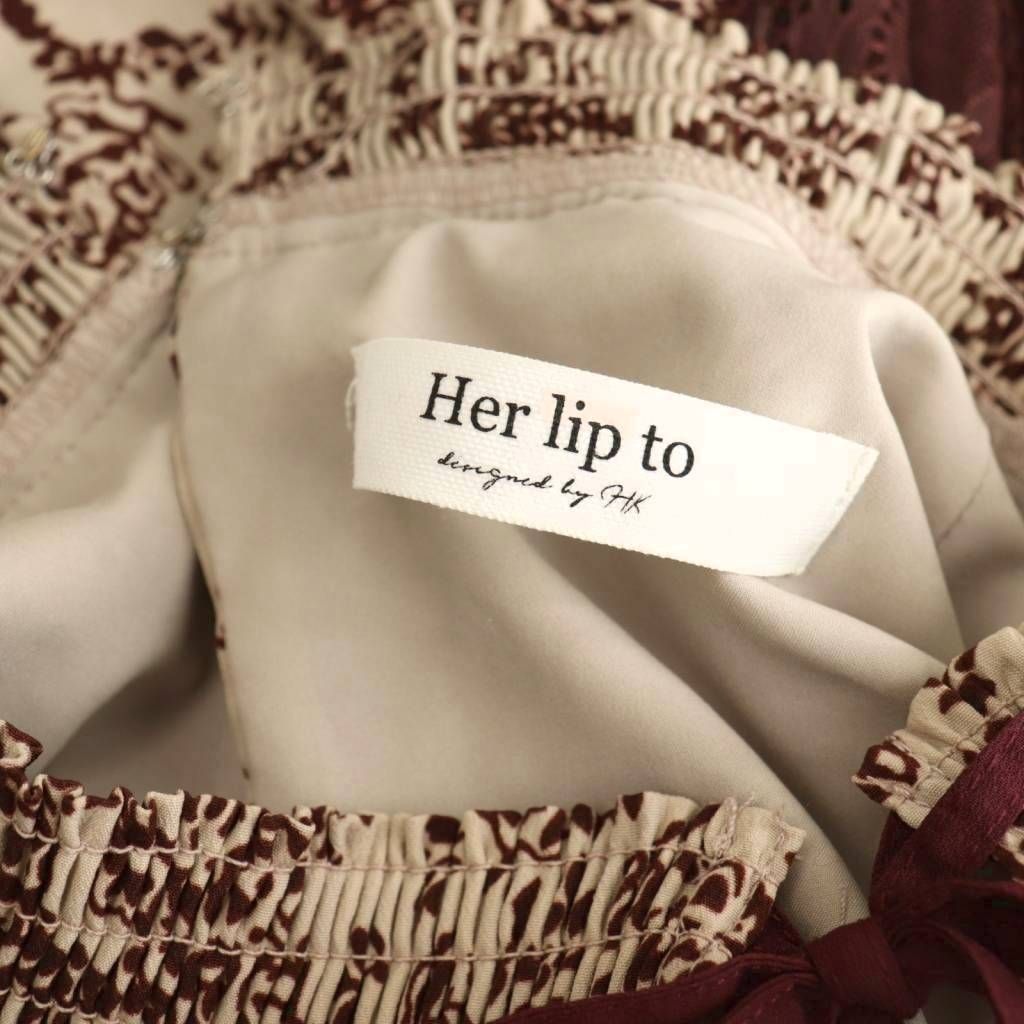  ハーリップトゥ Her lip to Winter Floral Long sleeve Dress ドレス ワンピース ロング 総柄 M ベージュ ボルドー HK OS 長袖 七分袖 その他