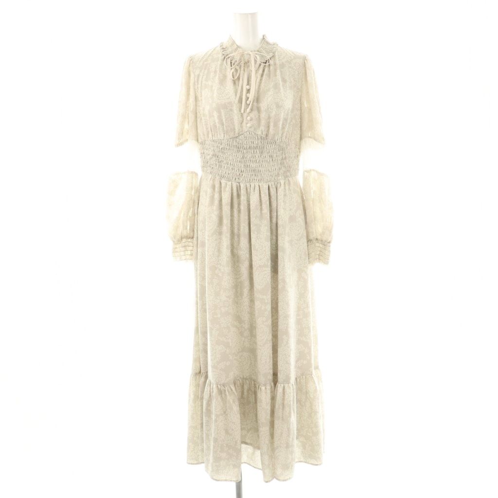 ハーリップトゥ Her lip to Winter Floral Long sleeve Dress ドレス ワンピース ロング M ライトグレー HK OS