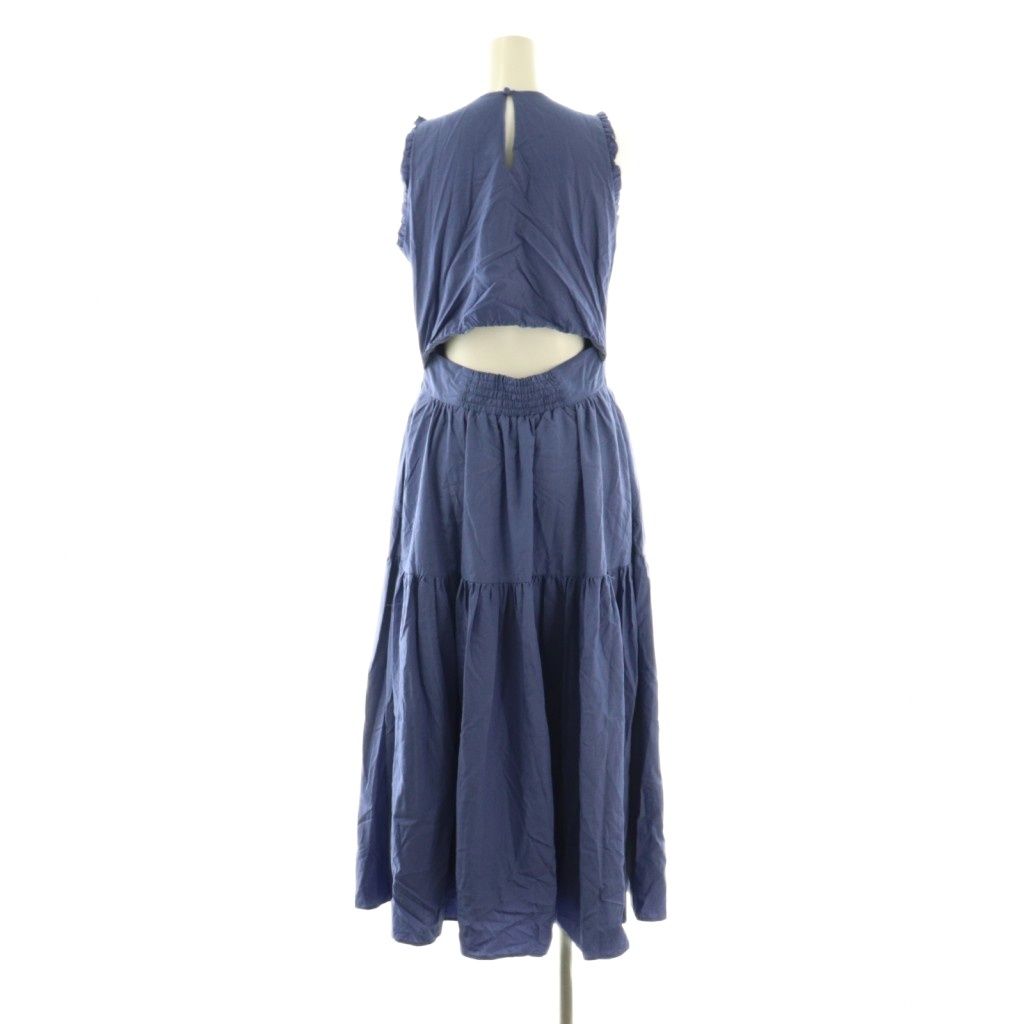 ハーリップトゥ Her lip to Viera Pintuck Tiered Dress ドレス ワンピース ノースリーブ ロング M ブルー NR OS