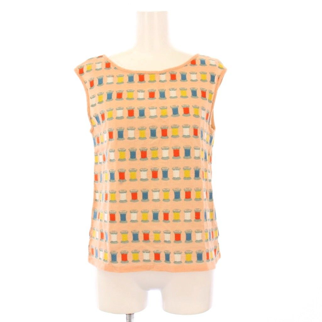 ミナペルホネン mina perhonen bobbin ボビン ノースリーブカットソー 刺繍 38 ベージュ ss 1627 KH