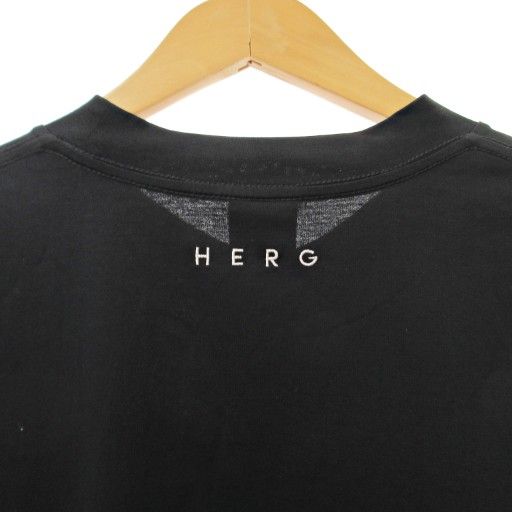HERG1 エルグワン 美品 モックネック ロゴ刺繍 Tシャツ カットソー