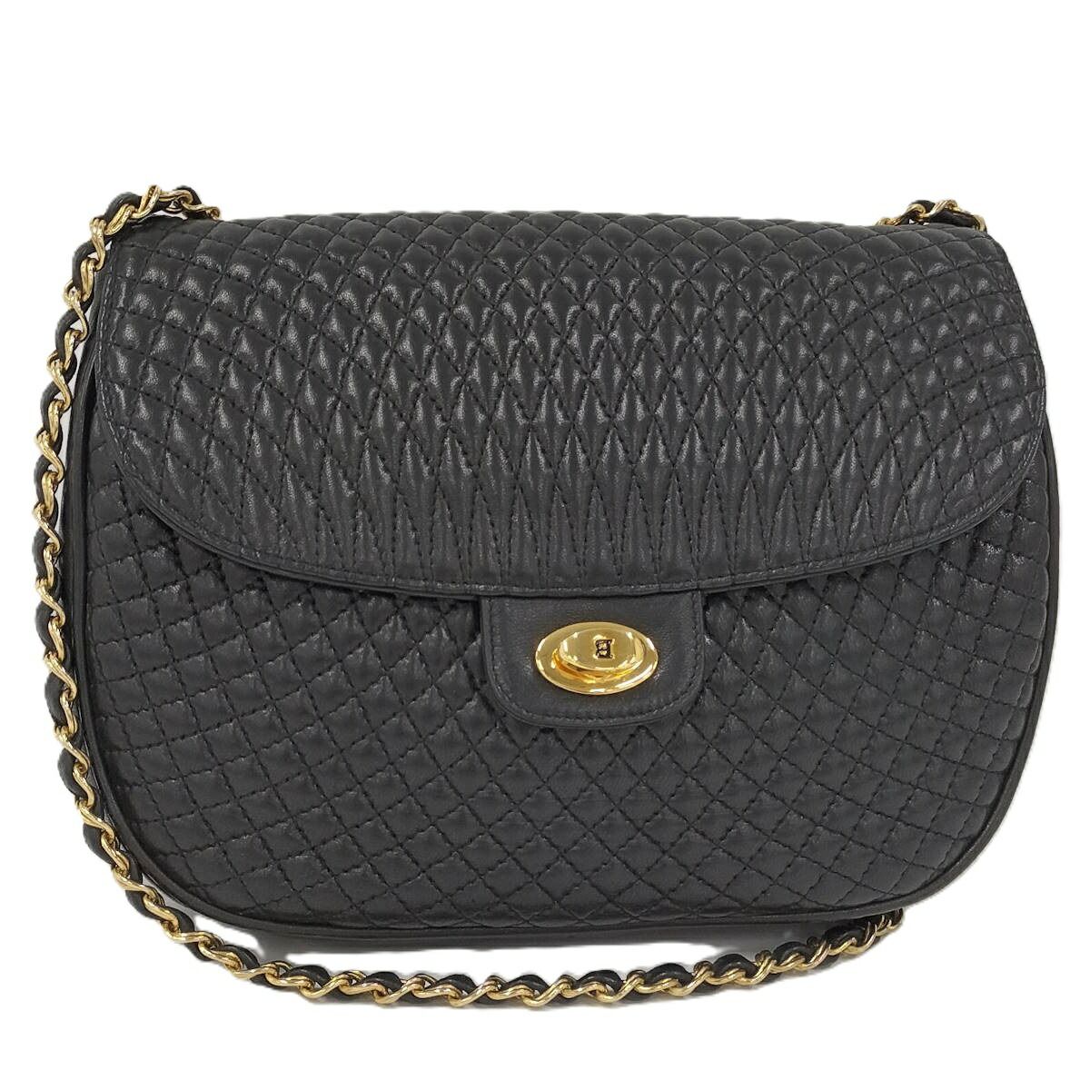 BALLY チェーンショルダーバッグ レザー ブラック ショップ バリー