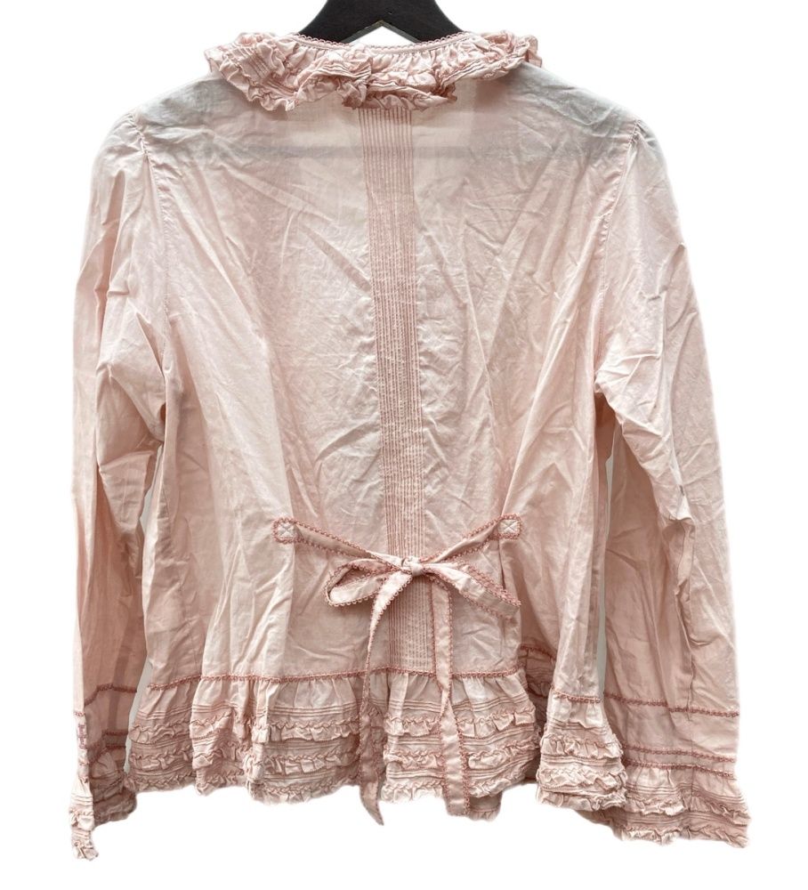 ピンクハウス PINK HOUSE リボンモチーフ ローンオーバー ブラウス カーディガン ボレロ レース ピコフリル ロリータ ゴスロリ レトロ A 2143 FB 266 長袖シャツ ピンク 104 LT-282