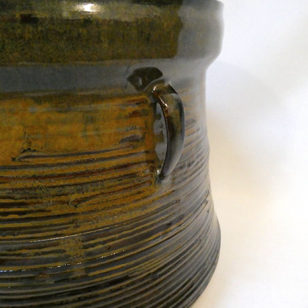 鈴木表朔作塗蓋添え】十四代 亀井味楽『別作』 高取焼 耳付 水指 上作