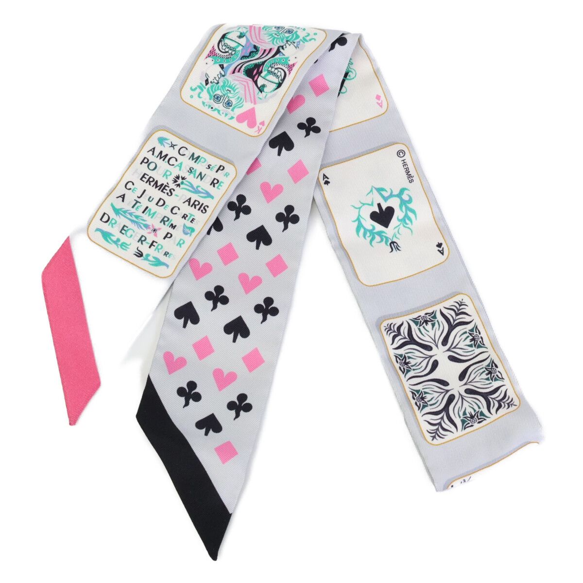 HERMES エルメス JEU DE CARTES ジュドーカルト トランプ柄 シルク ツイリー