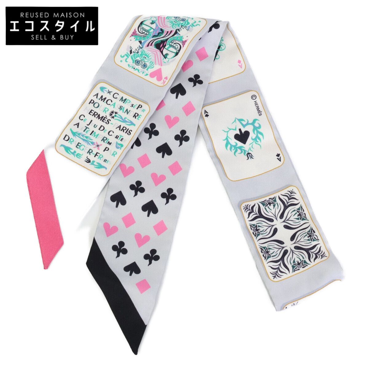 HERMES エルメス JEU DE CARTES ジュドーカルト トランプ柄 シルク ツイリー