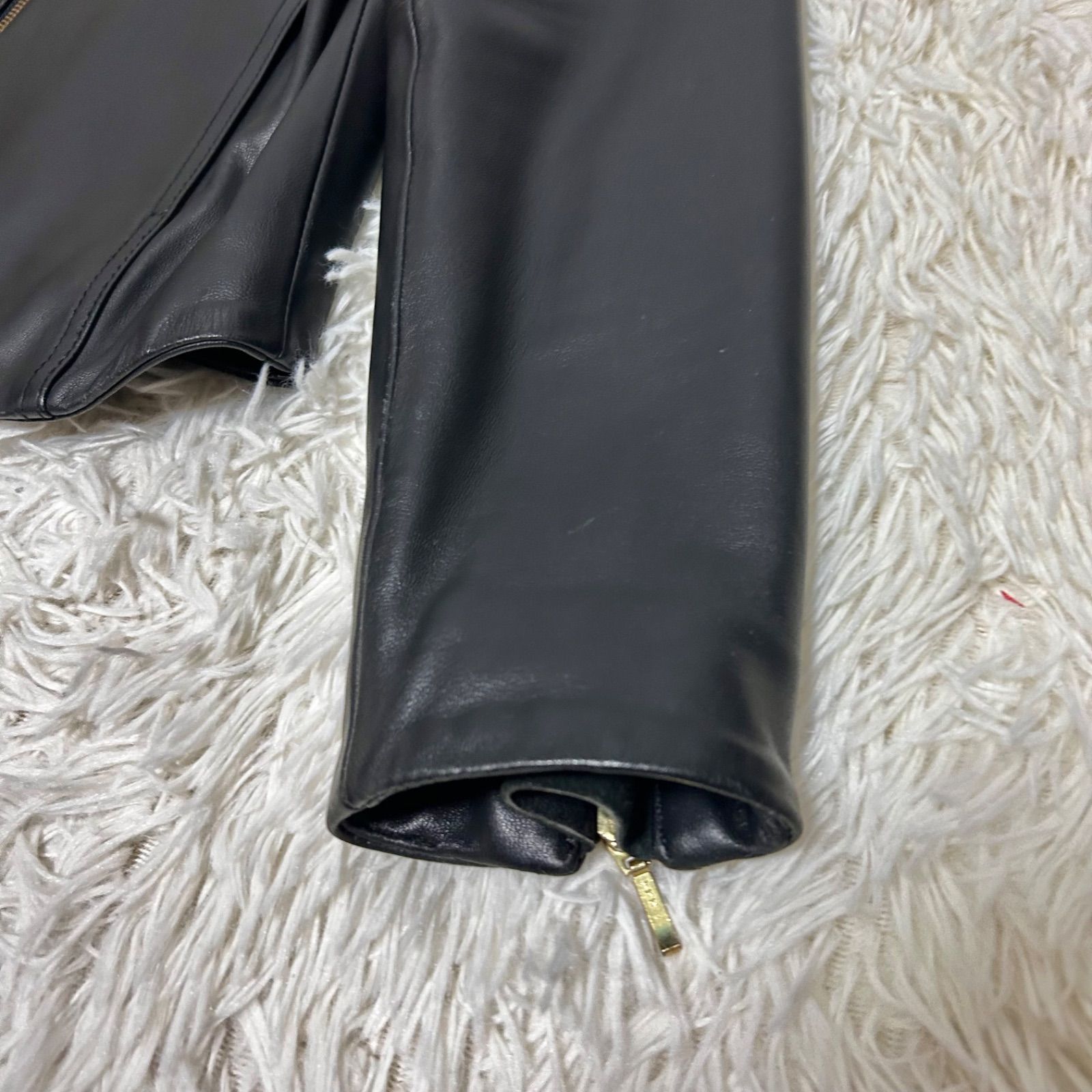  B MING BY BEAMS ビーミングバイビームス 羊革 シープスキン ブラック レザージャケット M シングルライダース レザージャケット ライダース