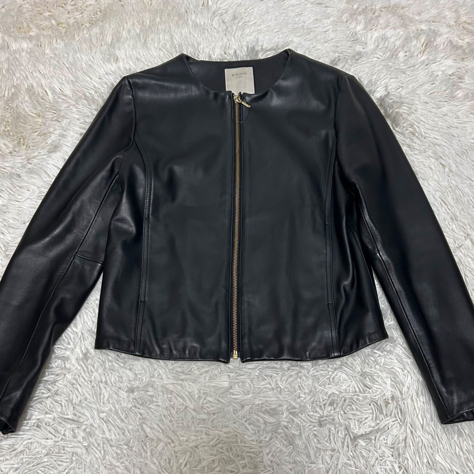 B MING BY BEAMS ビーミングバイビームス 羊革 シープスキン ブラック レザージャケット M