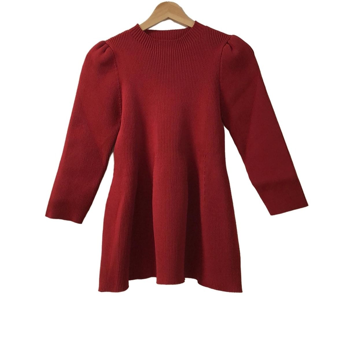 CELFORD セルフォード チュニック サイズ36 S レディース レッド ハイネック 七分袖 ニット