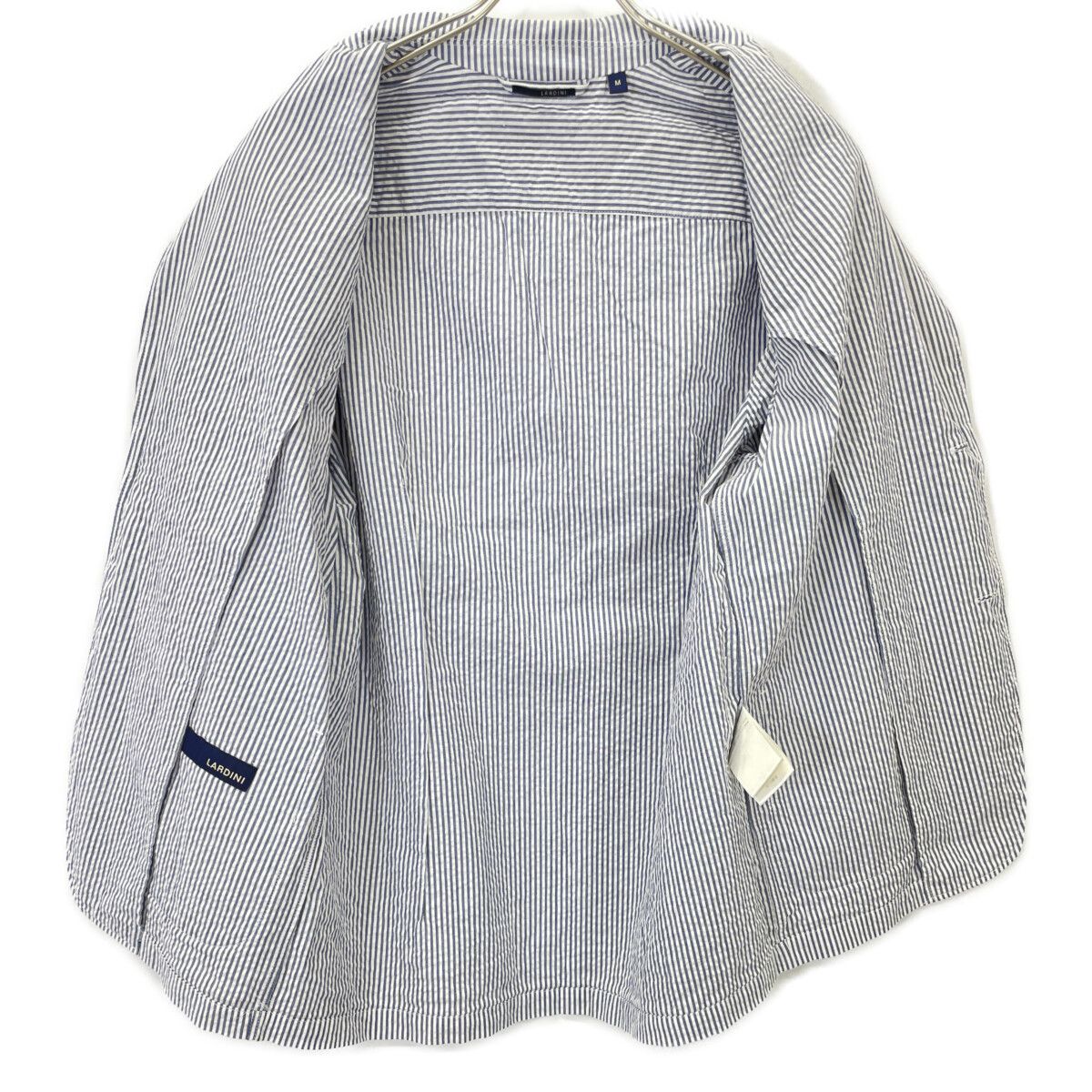 LARDINI ラルディーニ JVAMAJ ﾈｲﾋﾞｰ×ﾎﾜｲﾄ ｽﾄﾗｲﾌﾟ ｼﾞｬｹｯﾄ M - メルカリ