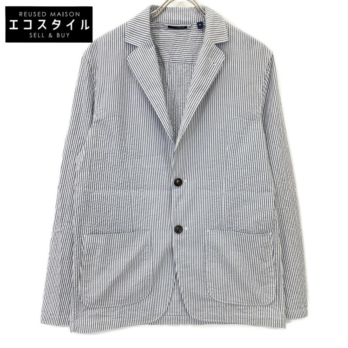 LARDINI ラルディーニ JVAMAJ ﾈｲﾋﾞｰ×ﾎﾜｲﾄ ｽﾄﾗｲﾌﾟ ｼﾞｬｹｯﾄ M - メルカリ