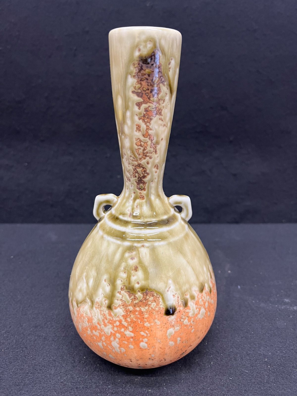 信楽窯 花瓶 三彩作 花入 伝統陶芸 共 特選