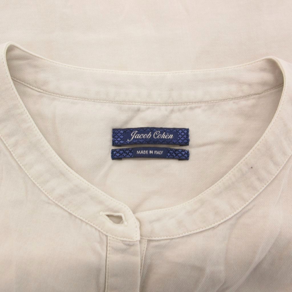 ヤコブコーエン JACOB COHEN シャツ ブラウス 白 ホワイト ノーカラー