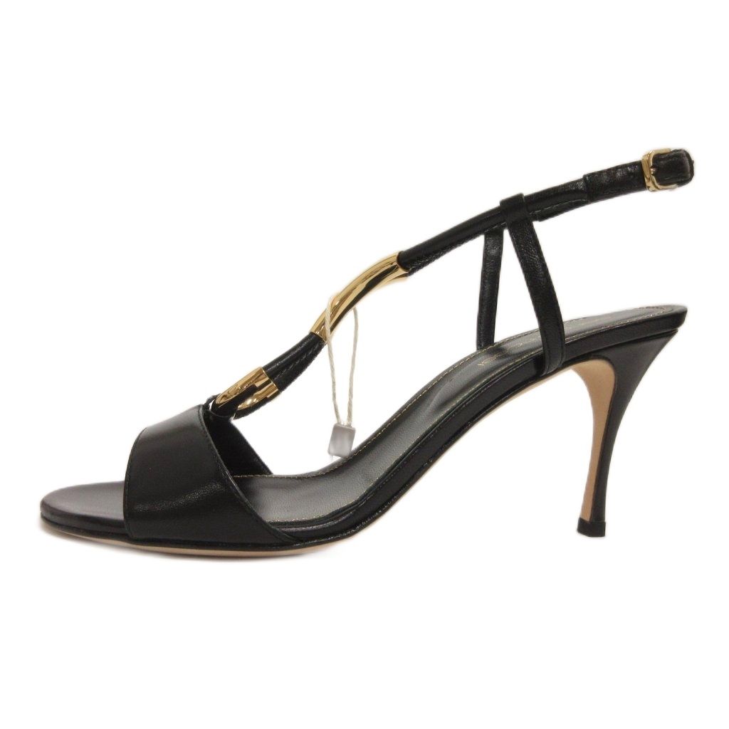 セルジオロッシ Sergio rossi サンダル ミュール ピンヒール ストラップ レザー 35.5 黒 ブラック