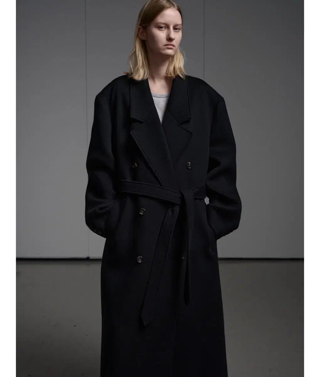 FACADE PATTERN ファサードパターン カシミア ベルト付き ダブルコート ブラックXS