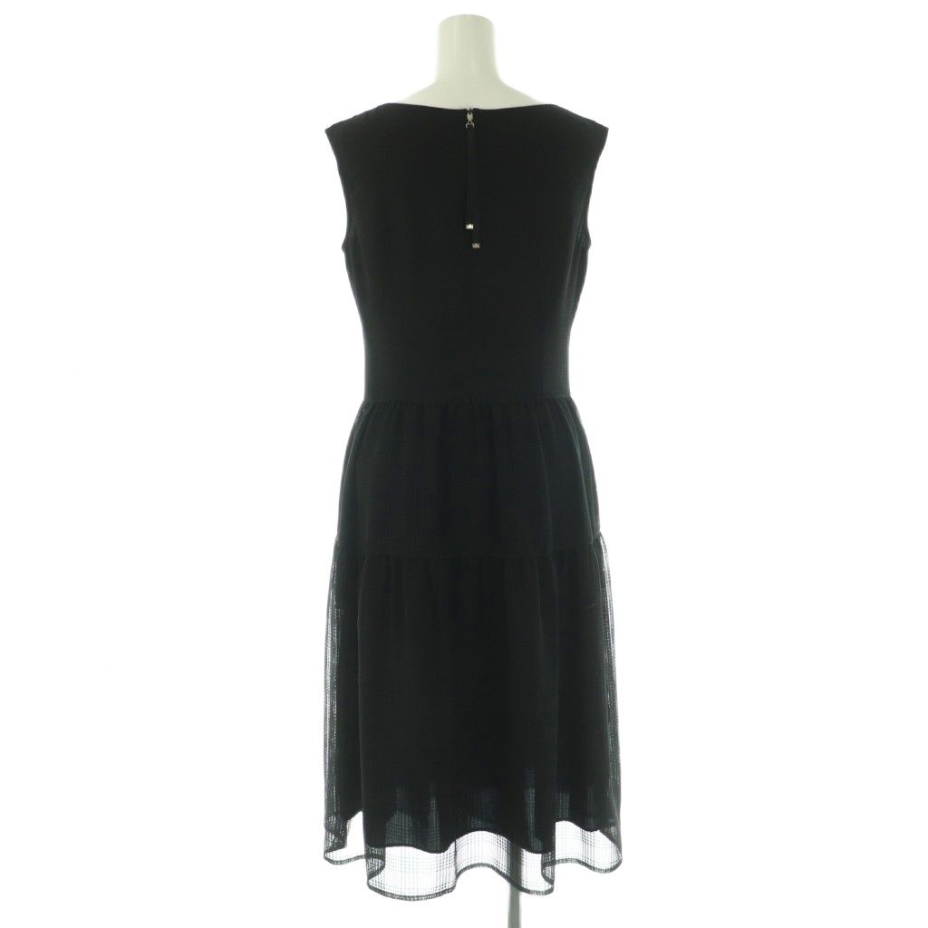 ルネ Rene ブローチ付き ワンピース ロング ノースリーブ 黒 NR OS