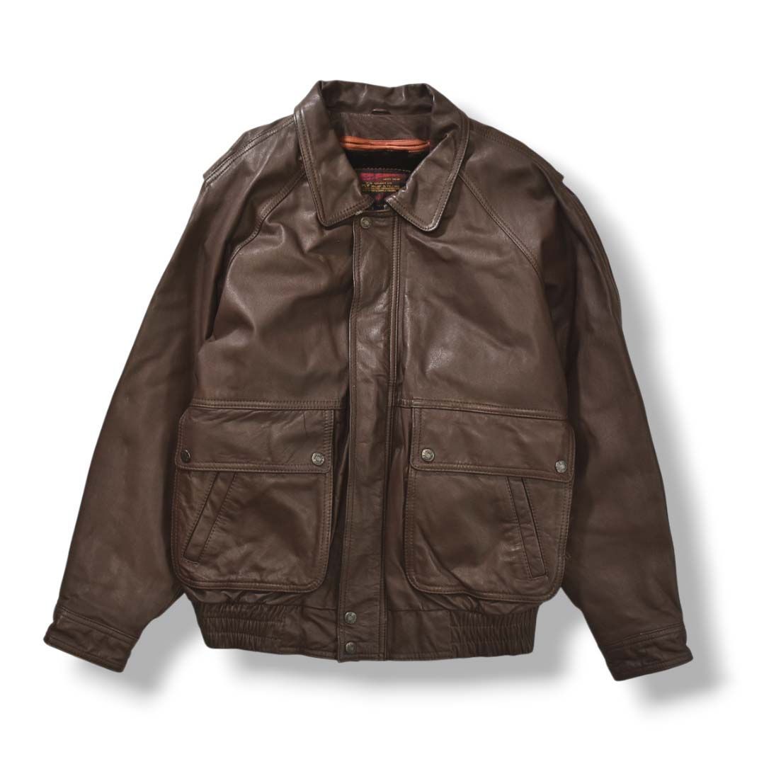 90s オールレザー スタジャン ブルゾン 牛革 ダークブラウン L 本革】 90s ヴィンテージ ドムアオム D HOMME A HOMME 牛革 レザー