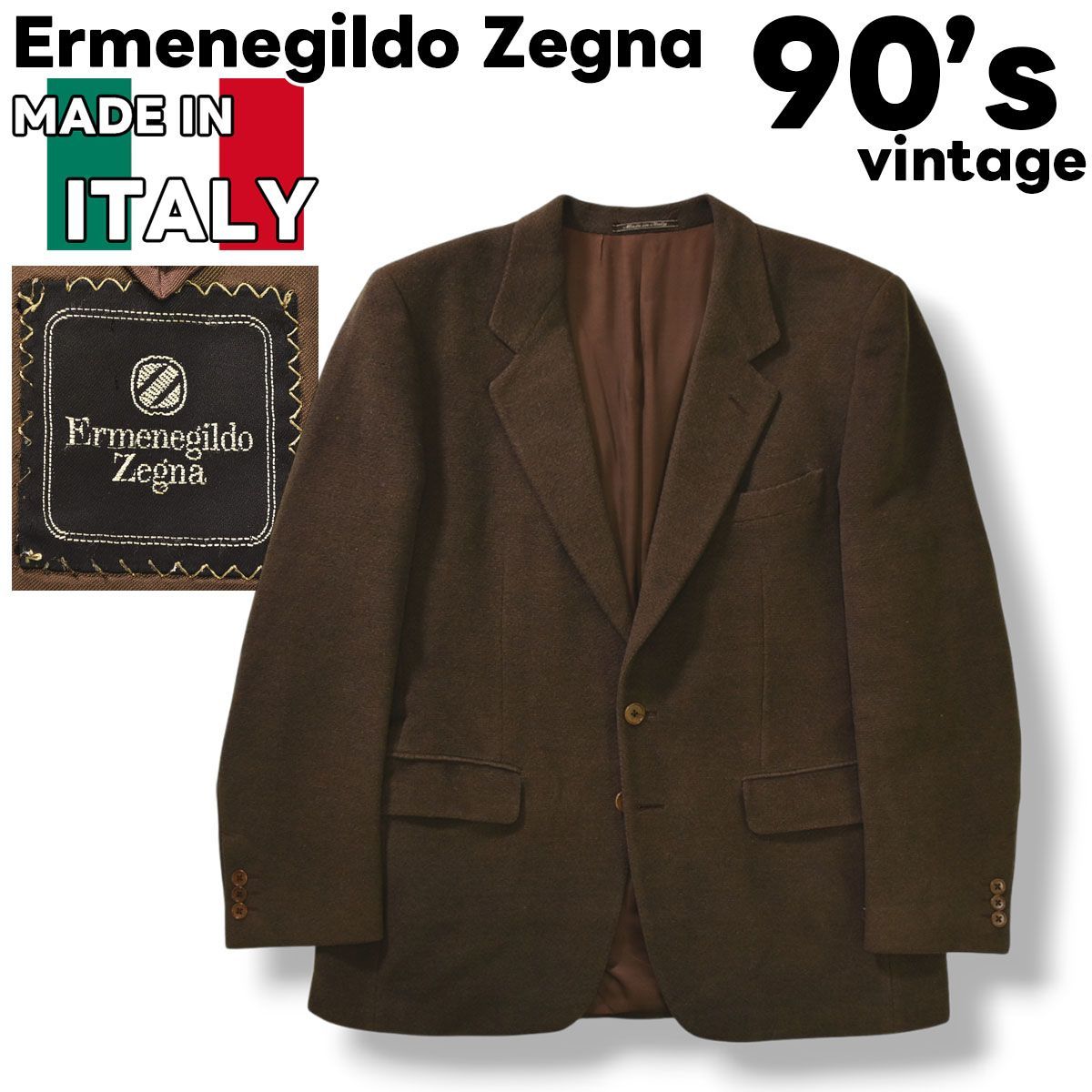 エルメネジルドゼニア キャメル テーラードジャケット 2B ビキューナ混 エルメネジルドゼニア キャメル テーラードジャケット 2B ビキューナ混