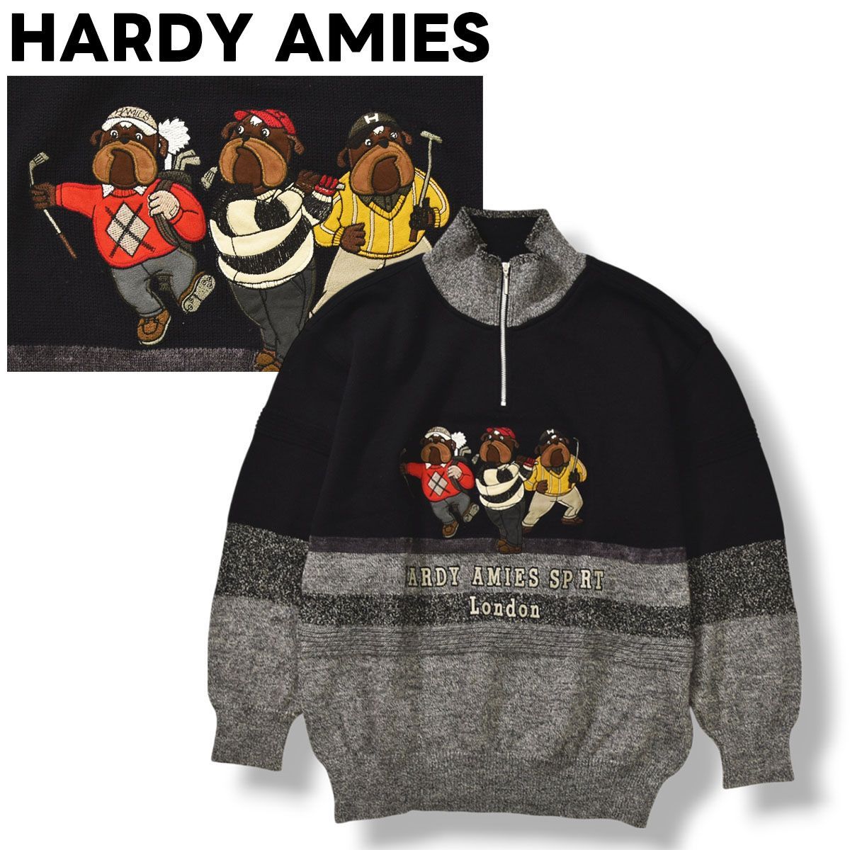 日本製 ハーディエイミス スポーツ HARDYAMIES SPORT ハーフジップ