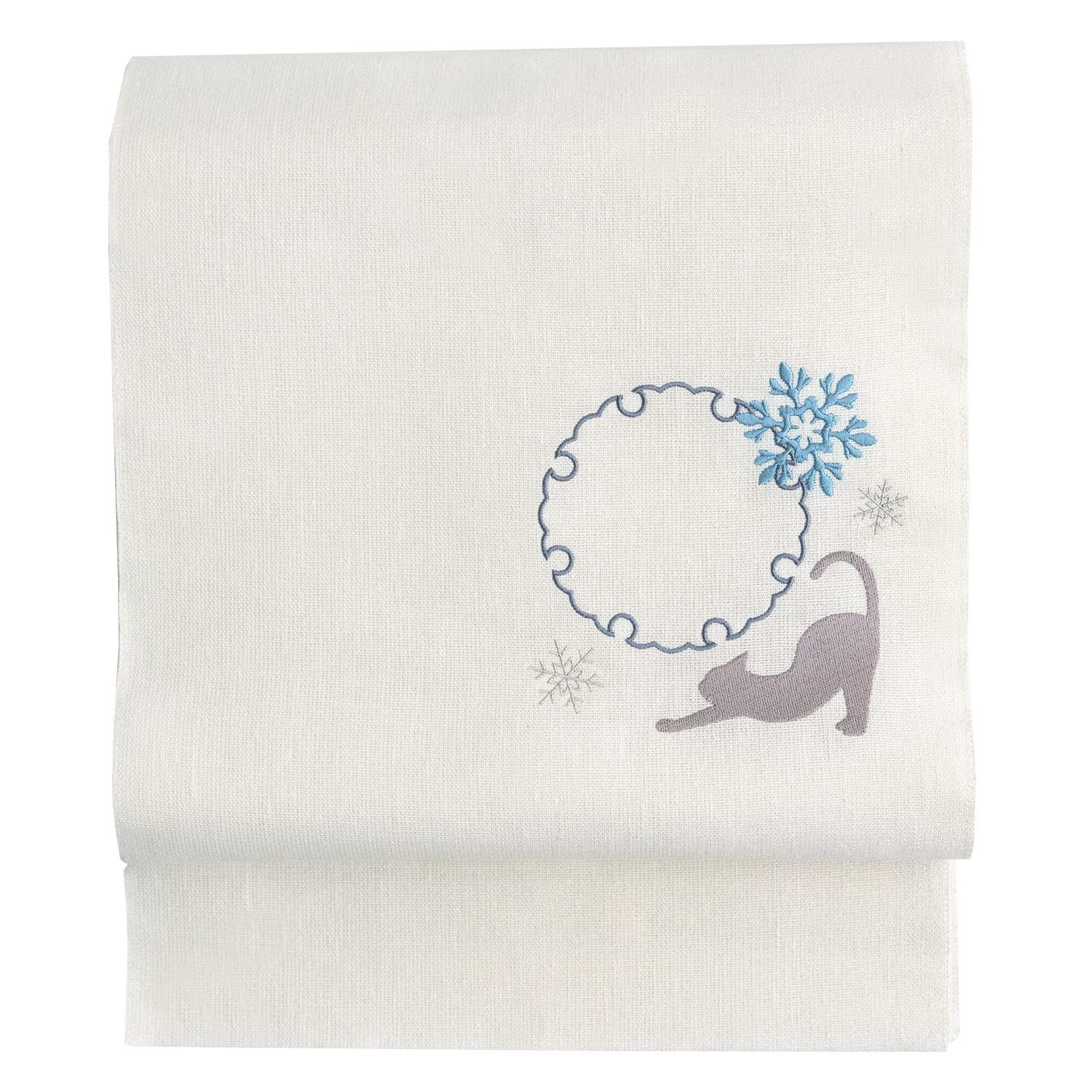 KYOETSU キョウエツ 帯 麻 八寸 名古屋帯 刺繍 レディース