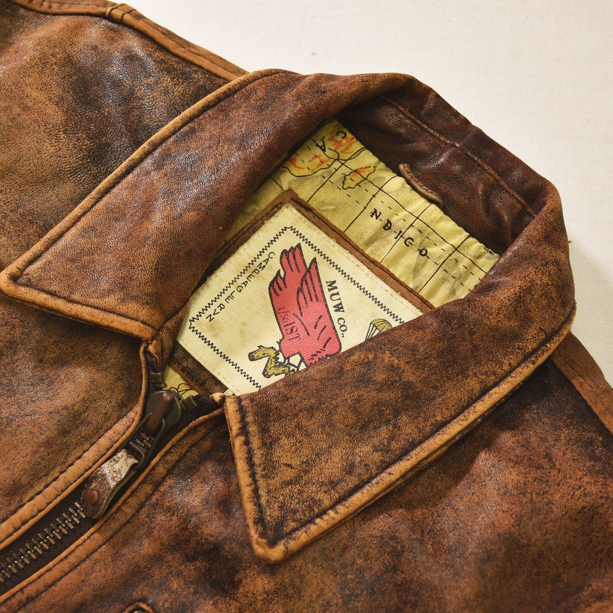 本革】 90s ヴィンテージ MUW CO CAMPEAGLE RVN 羊革 ラム レザー