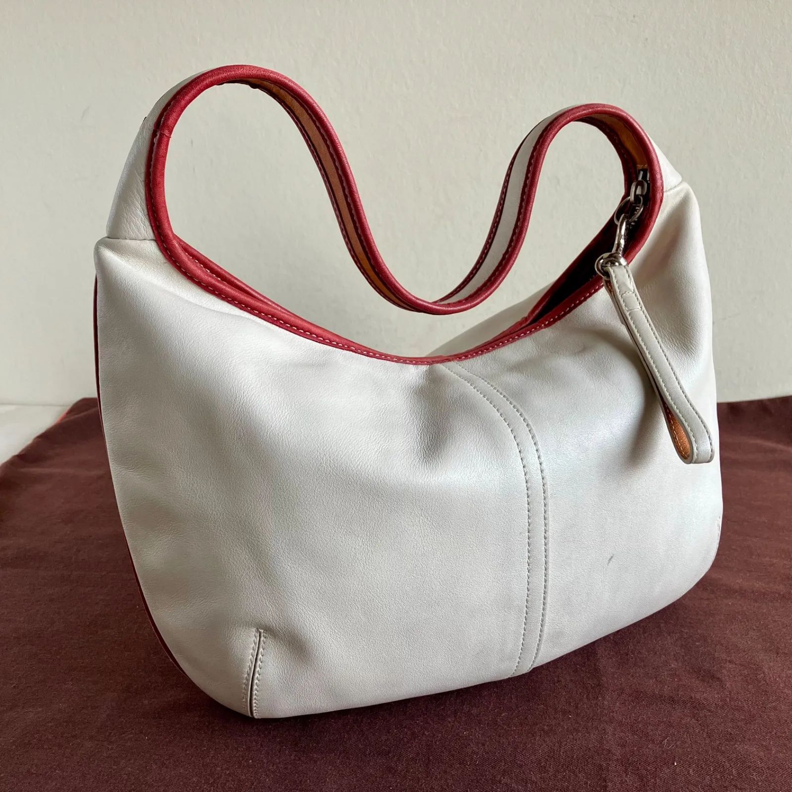 Coach Vintage Ergo Hobo Shoulder Bag White Red Leather y2k - メルカリ
