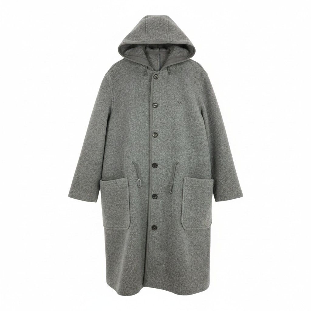 パパス PAPAS コットンナイロン ベルト付き ロングコート 裏地チェック