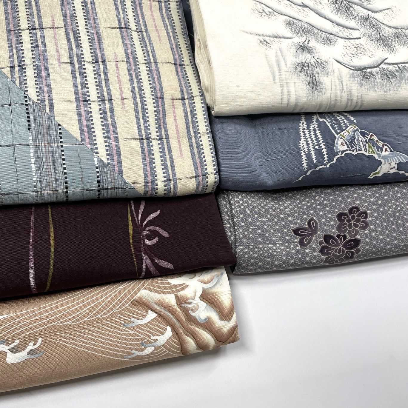 J544☆送料込み❣️ 訪問着 着物 6枚 まとめ売り❣️ 紬 訪問着 6枚 正絹 着物まとめ売り 同梱購入歓迎 リメイク用 着付け