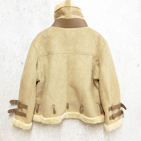  M.P Studios エムピーストュディオ ビッグシルエット 裏地ボア ライダースジャケット ライダースムートン ブラウン サイズ02 〇 ダブルライダース レザージャケット ライダース