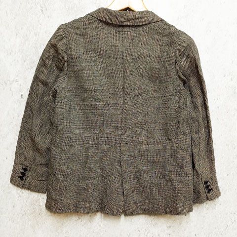 NANO universe ナノユニバース チェック柄 ダブルボタン テーラードジャケット 大人 リネン ラフジャケット グレー サイズ38 〇