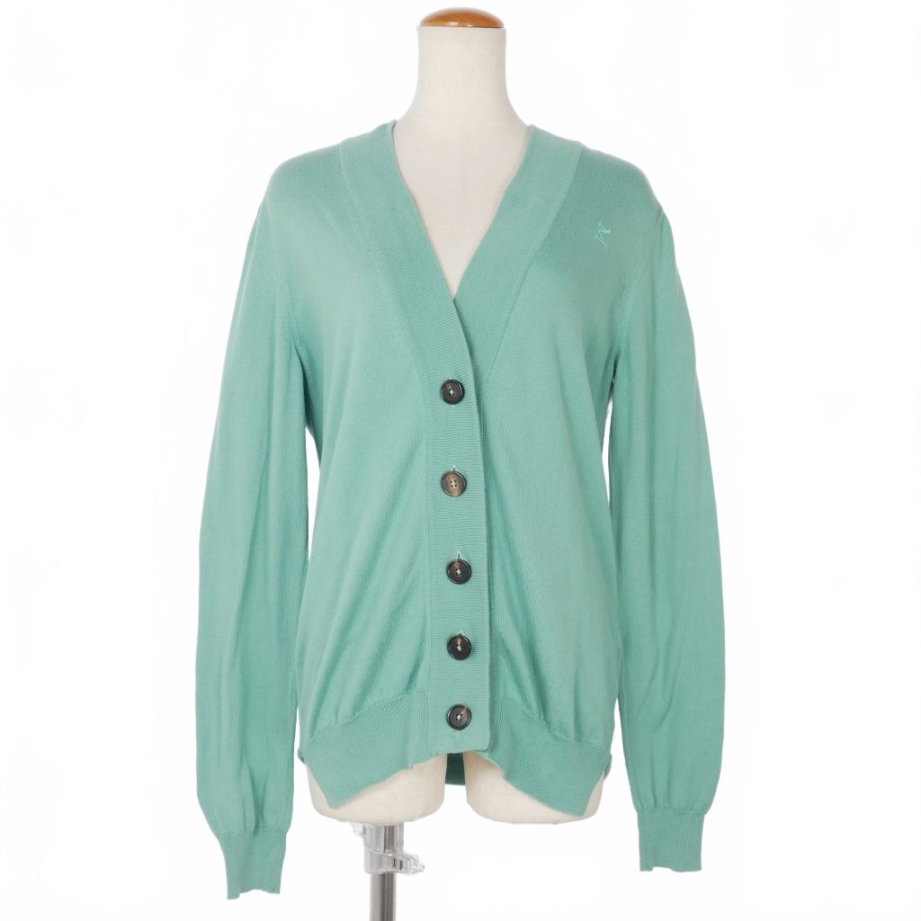 【中古】メゾンマルジェラ Maison Margiela 21SS カーディガン Mロゴ 刺繍 エルボーパッチ M 緑 グリーン S51HA1110 メゾンマルジェラ Maison Margiela 21SS カーディガン Mロゴ 刺繍