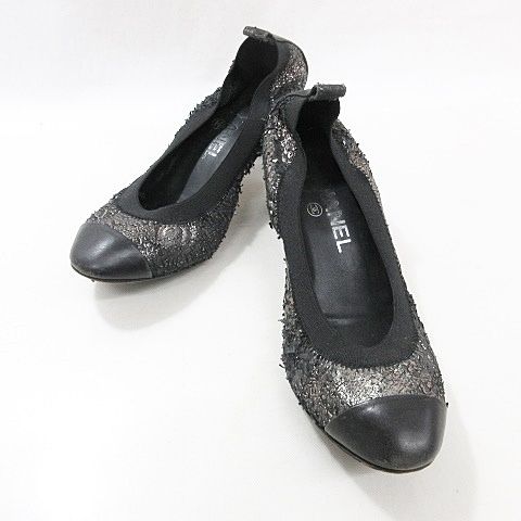 シャネル CHANEL パンプス バレエシューズ チャンキーヒール ココ
