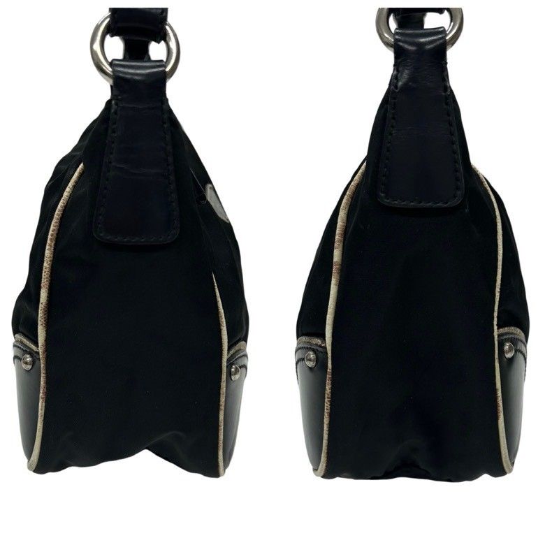 u12【美品】プラダ　三角ロゴ　ナイロン　レザー　ブラック　ショルダーバッグ. PRADA プラダ ショルダーバッグ 三角ロゴ ナイロン レザー ブラック 黒