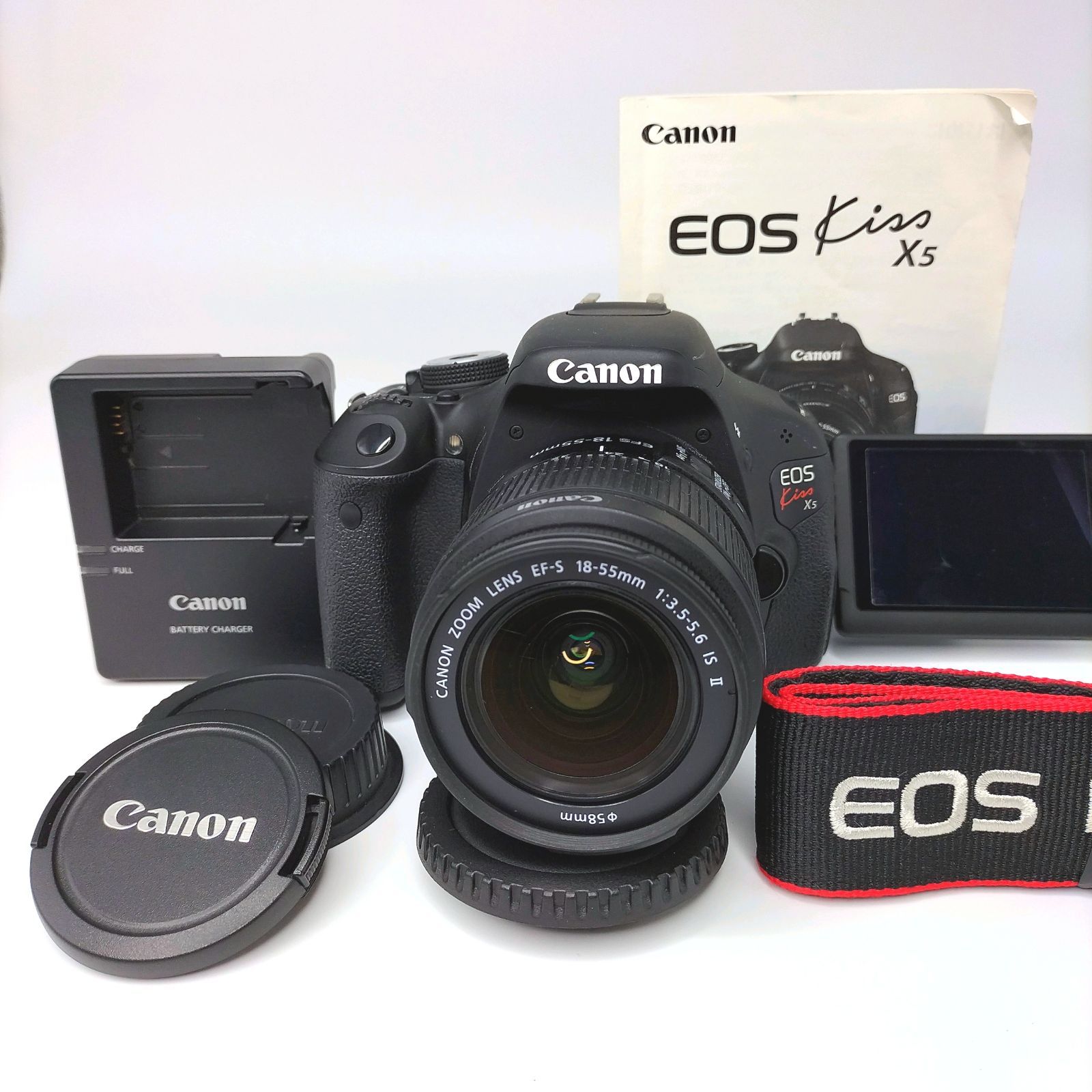 動作品 Canon EOS Kiss X5 18-55mm レンズセット EOS キヤノン デジタル一眼 CANON Kiss X5 レンズキット 中古 新品SD