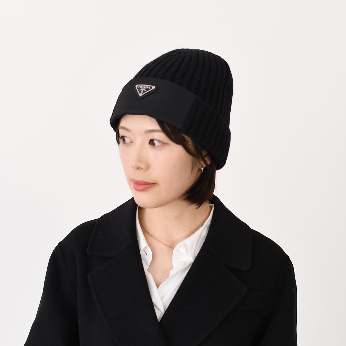 PRADA プラダ ニット帽 Re-Nylon x ウール ビーニー 2HC427 1WTO