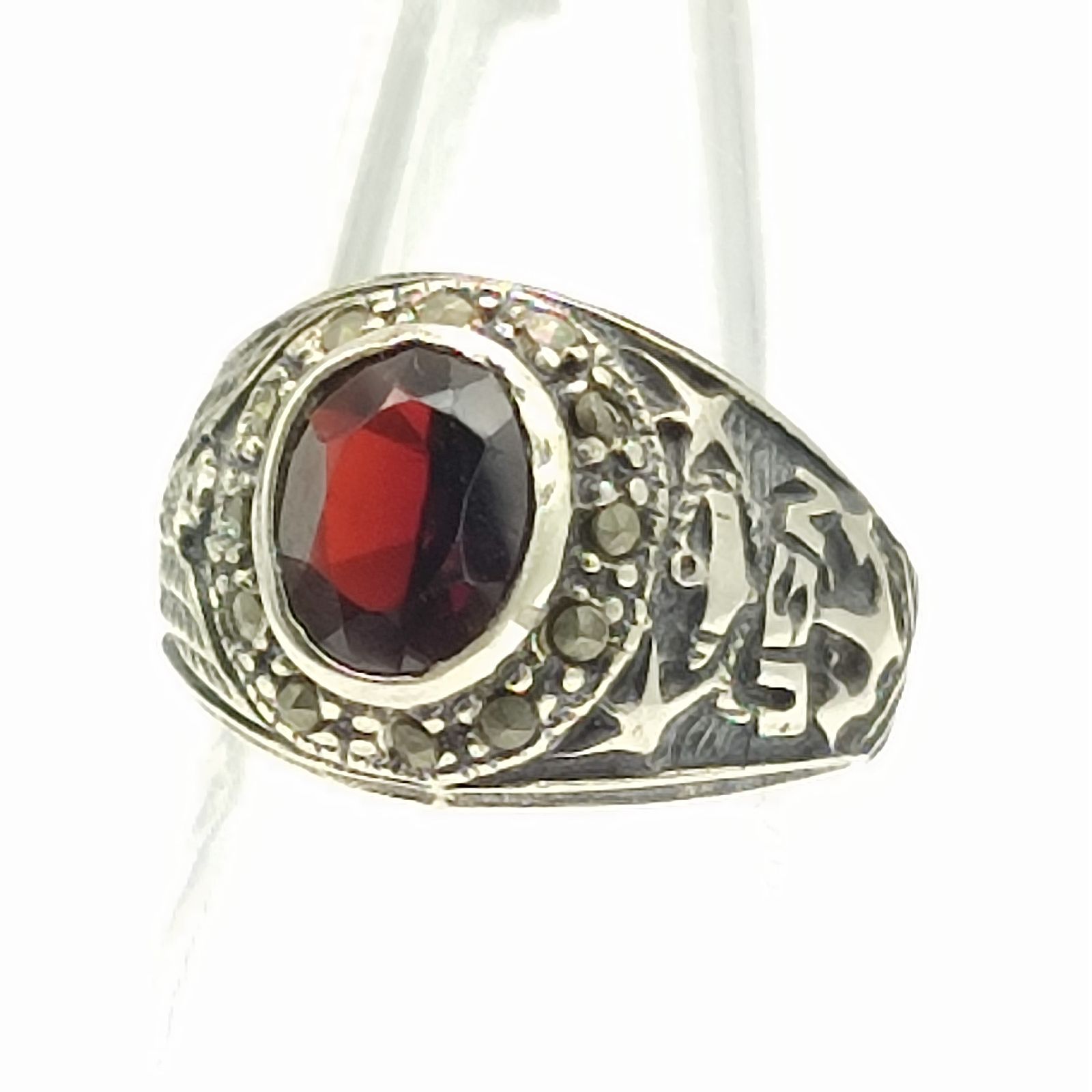 US NAVY USネイビー カレッジリング ルビー パイライト 天然石 ヴィンテージ 11号 シルバー925