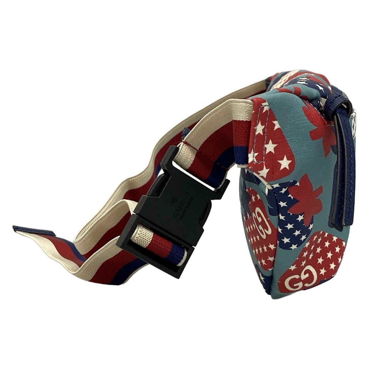 GUCCI グッチ ウエストポーチ チルドレンズ ベルトバッグ 502095 ライトブルー×レッド×マルチ イチゴ