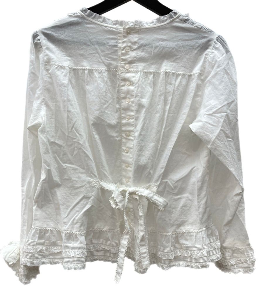 ピンクハウス PINK HOUSE 23 AW フリルいっぱい ローンオーバー ブラウス リボンモチーフ バックボタン レース ピコフリル ロリータ ゴスロリ レトロ WHITE 白 A 2133 FB 370 長袖シャツ ホワイト 104 LT-286