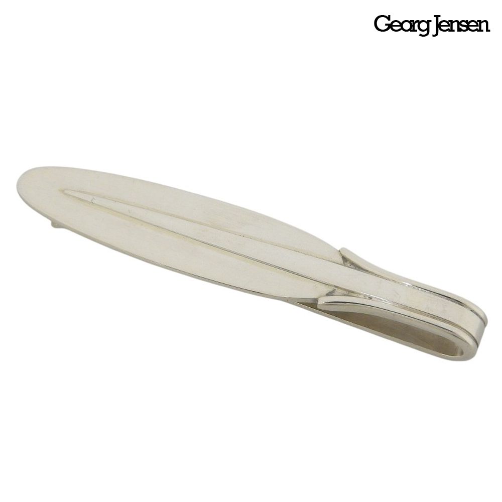 超 ジョージジェンセン Georg Jensen 90年代ヴィンテージ No 63 フェザー シルバー925 ネクタイピン ビジネス タイピン 札ばさみ 紳士 旅 程