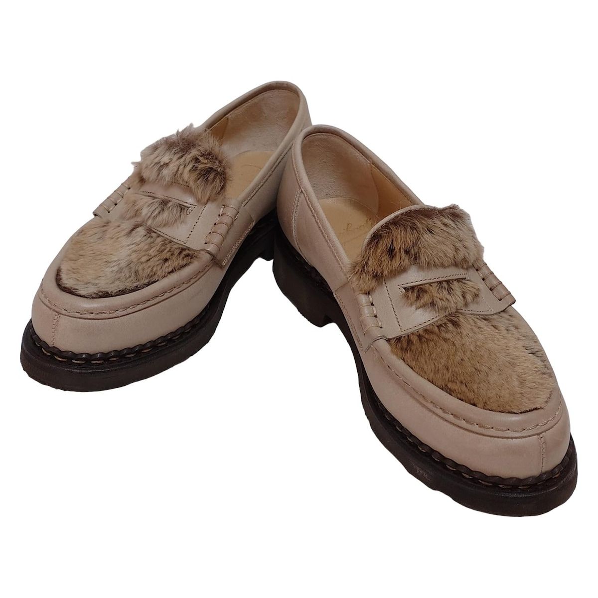 Paraboot パラブーツ ローファー 4 レディース - ベージュ レザー ファー